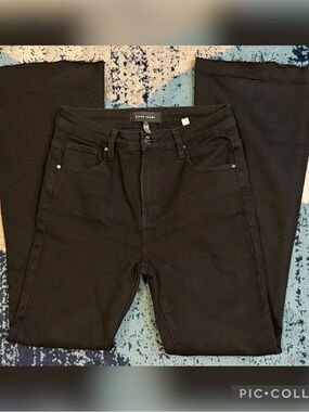 Risen Black Flare Jeans Size 5 High Rise Stretch Denim